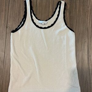 LOFT Women's Elegant Cream Tank with Black Trim